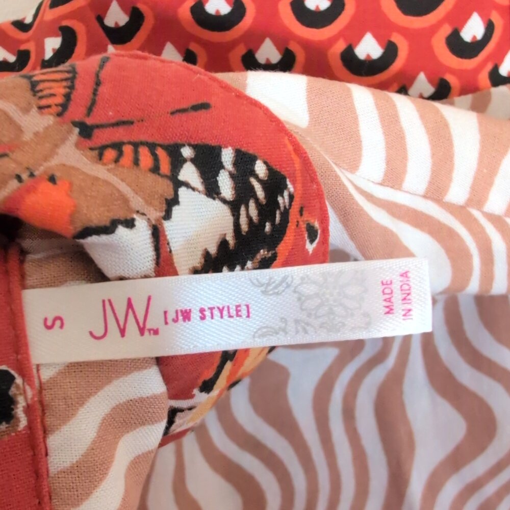 JW Style Orange Mixed-Print Button-Up Blouse  Size‎ S - Picture 4 of 10